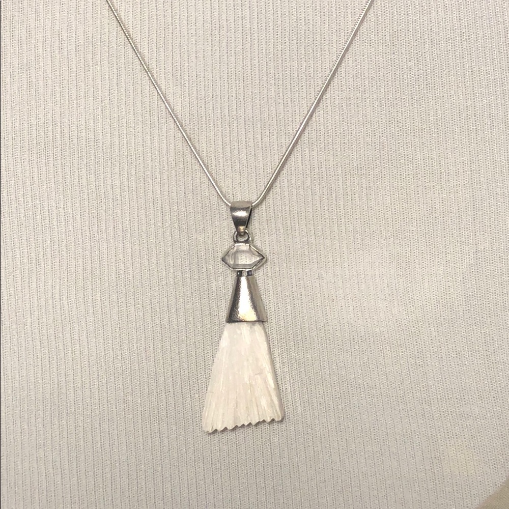 SOLD Scolecite & Herkimer Necklace - Picture 4 of 8